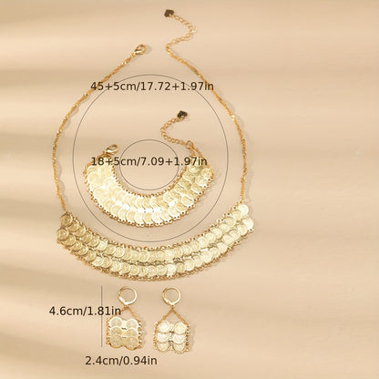 Classical Vintage Style Simple Style Coin Copper Plating 18k Gold Plated Bracelets Earrings Necklace