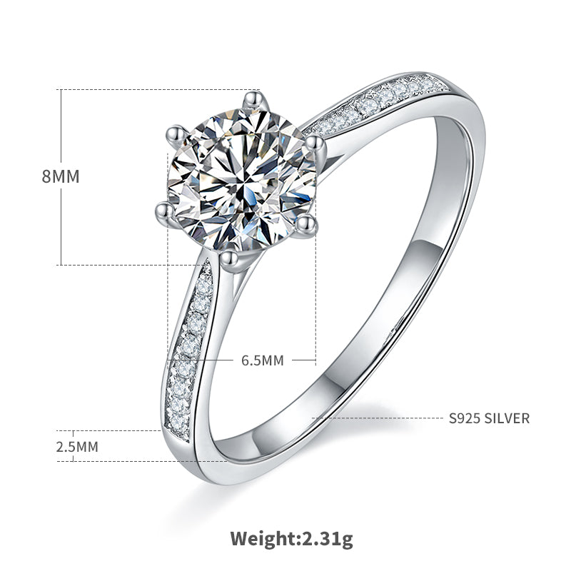 Luxurious Shiny Round Sterling Silver Gra Plating Inlay Moissanite Rhodium Plated Silver Plated Rings