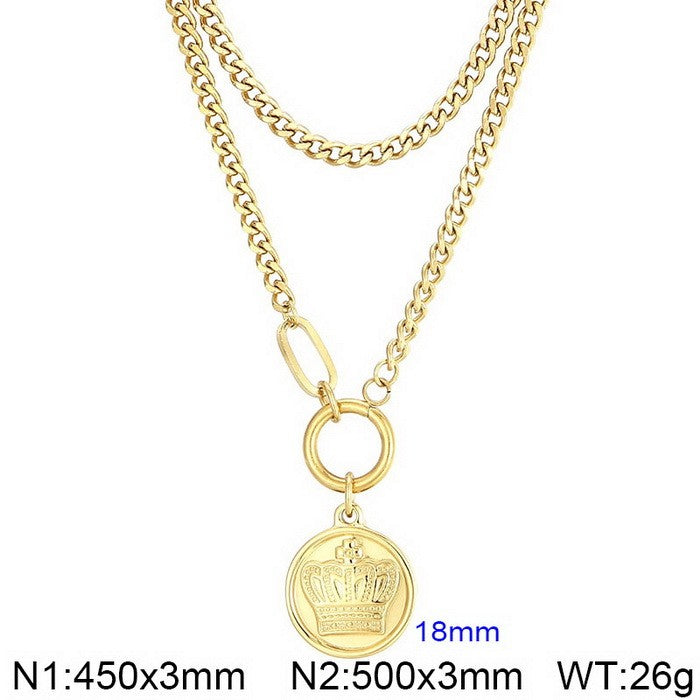 Hip-hop Simple Style Round Stainless Steel Plating 18k Gold Plated Layered Necklaces