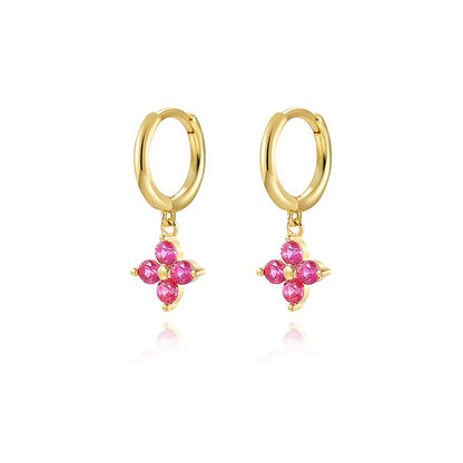 1 Pair Elegant Vintage Style Shiny Four Leaf Clover Plating Inlay Copper Zircon Gold Plated Drop Earrings