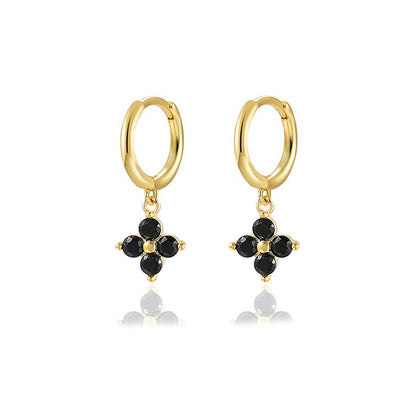 1 Pair Elegant Vintage Style Shiny Four Leaf Clover Plating Inlay Copper Zircon Gold Plated Drop Earrings