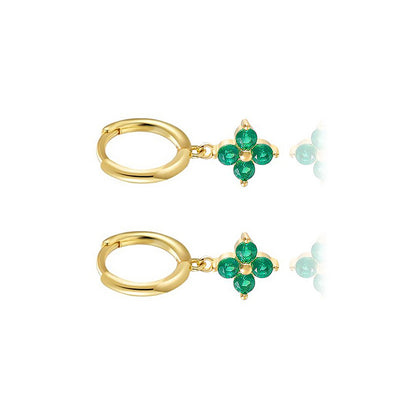 1 Pair Elegant Vintage Style Shiny Four Leaf Clover Plating Inlay Copper Zircon Gold Plated Drop Earrings