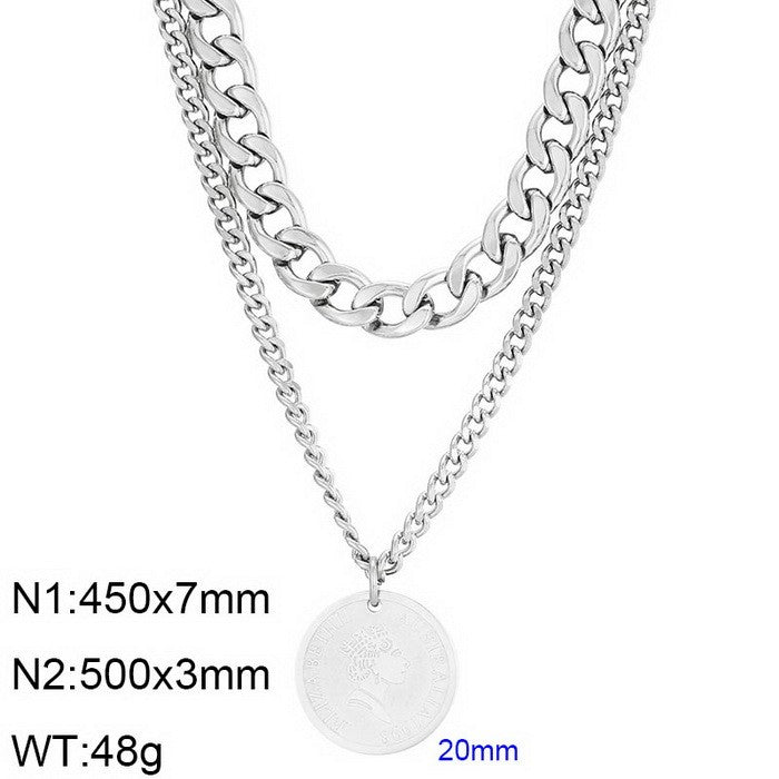 Hip-hop Simple Style Round Stainless Steel Plating 18k Gold Plated Layered Necklaces