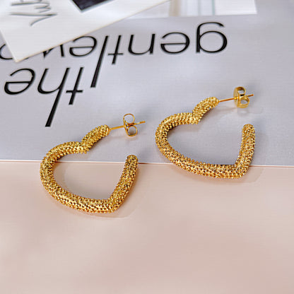 1 Pair Vintage Style Simple Style Heart Shape Stainless Steel Earrings