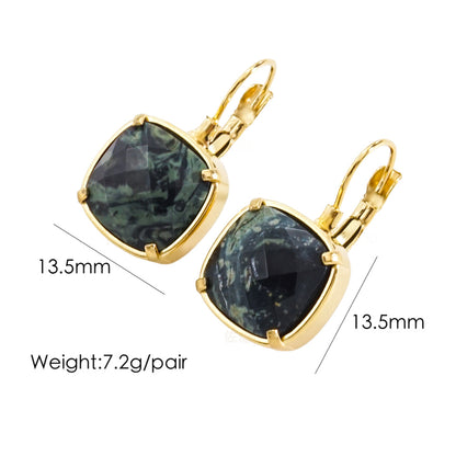 1 Pair Classical Simple Style Geometric Plating Inlay Stainless Steel Natural Stone 14k Gold Plated Drop Earrings