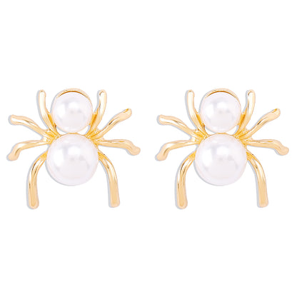 Wholesale Jewelry Exaggerated Funny Simple Style Spider Artificial Pearl Alloy Ear Studs