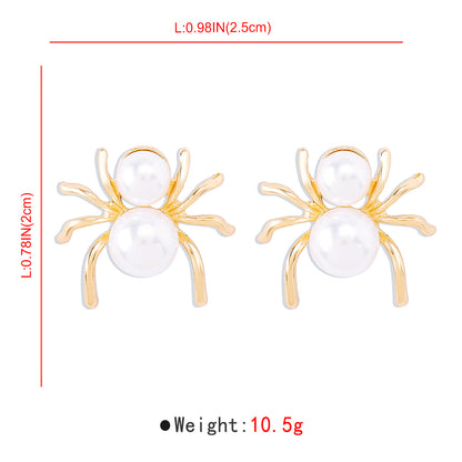 Wholesale Jewelry Exaggerated Funny Simple Style Spider Artificial Pearl Alloy Ear Studs
