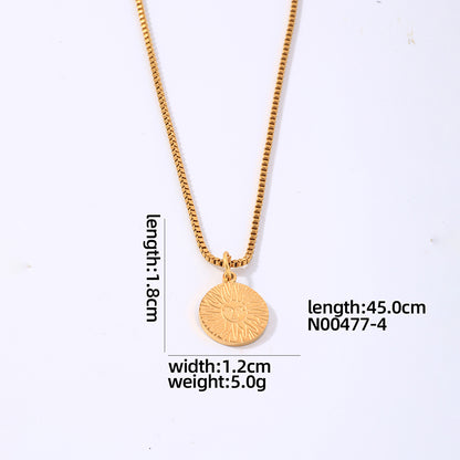 Hip-hop Simple Style Roman Style Round Heart Shape Titanium Steel Polishing Plating Gold Plated Pendant Necklace