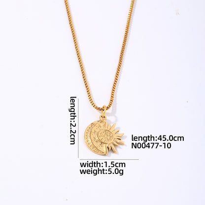 Hip-hop Simple Style Roman Style Round Heart Shape Titanium Steel Polishing Plating Gold Plated Pendant Necklace