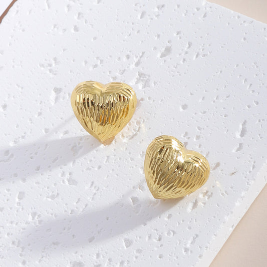 1 Pair Ig Style Simple Style Square Water Droplets Heart Shape Heart Copper 18k Gold Plated Ear Studs