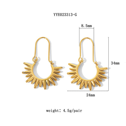 1 Pair Classical French Style Simple Style Sun Plating Stainless Steel 18k Gold Plated Drop Earrings