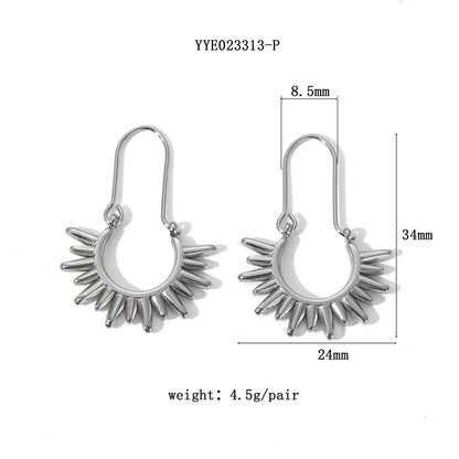 1 Pair Classical French Style Simple Style Sun Plating Stainless Steel 18k Gold Plated Drop Earrings