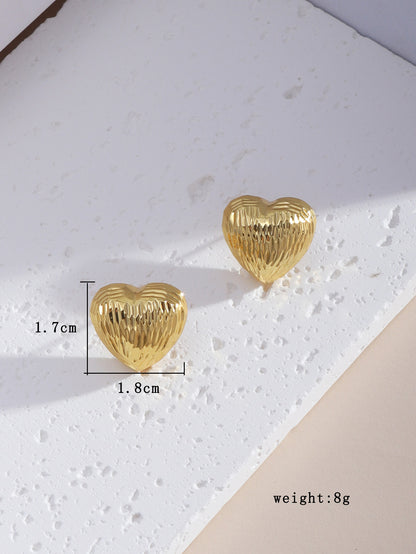 1 Pair Ig Style Simple Style Square Water Droplets Heart Shape Heart Copper 18k Gold Plated Ear Studs