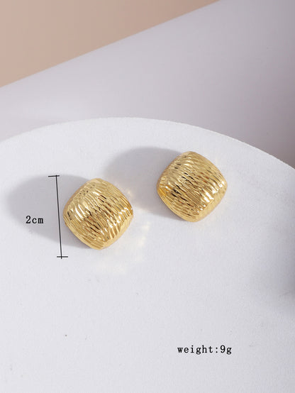 1 Pair Ig Style Simple Style Square Water Droplets Heart Shape Heart Copper 18k Gold Plated Ear Studs