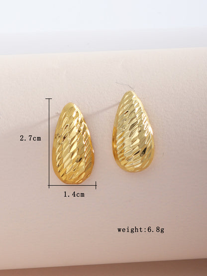 1 Pair Ig Style Simple Style Square Water Droplets Heart Shape Heart Copper 18k Gold Plated Ear Studs