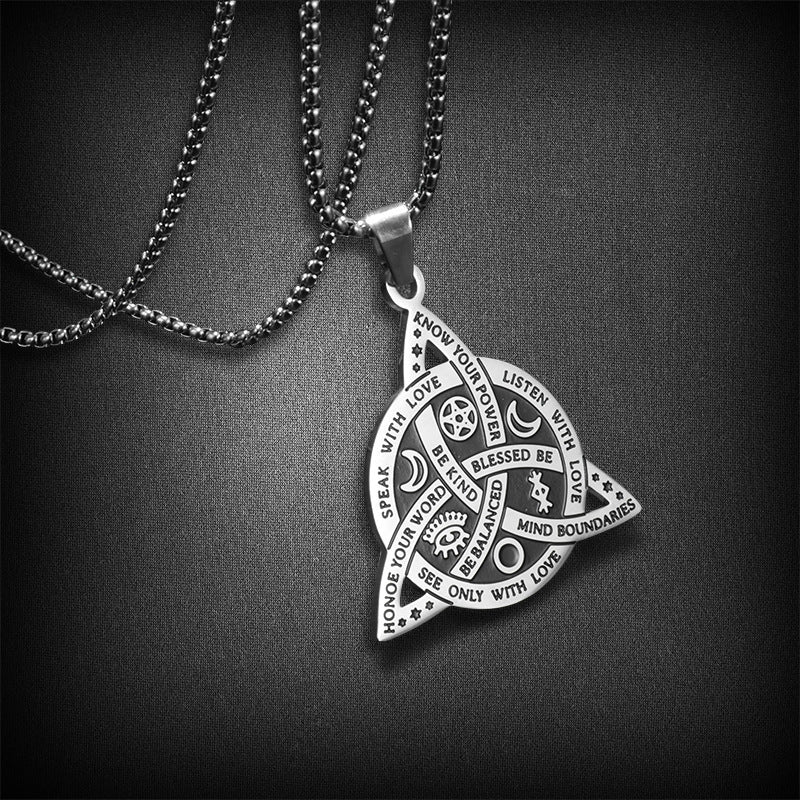 Retro Punk Pentagram Devil's Eye Moon Stainless Steel Chain Pendant Necklace