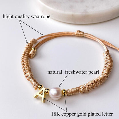 Simple Style Letter Freshwater Pearl Rope Knitting Women's Drawstring Bracelets