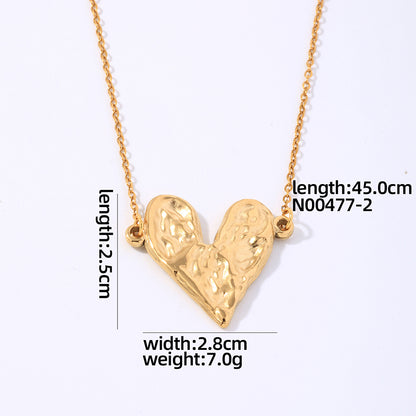 Casual Hip-hop Simple Style Heart Shape Titanium Steel Polishing Plating Gold Plated Pendant Necklace