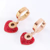 1 Pair Basic Streetwear Heart Shape Plating Inlay Stainless Steel Artificial Diamond 18k Gold Plated Drop Earrings