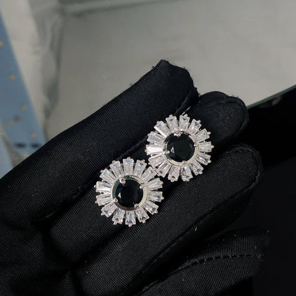 1 Pair Simple Style Flower Inlay Copper Artificial Gemstones Zircon Earrings