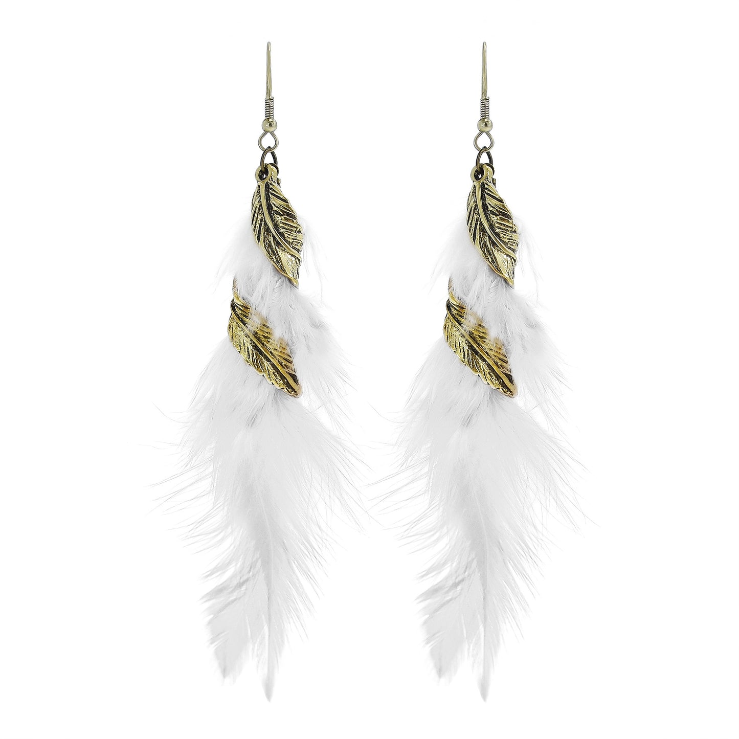 1 Pair Ethnic Style Leaves Feather Feather Drop Earrings