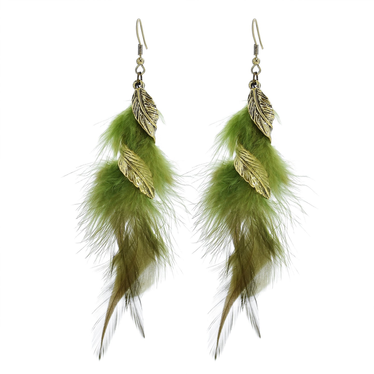 1 Pair Ethnic Style Leaves Feather Feather Drop Earrings