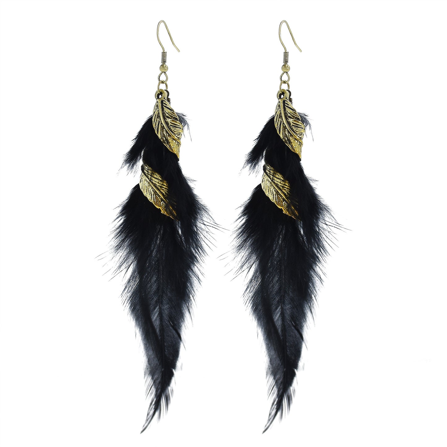 1 Pair Ethnic Style Leaves Feather Feather Drop Earrings