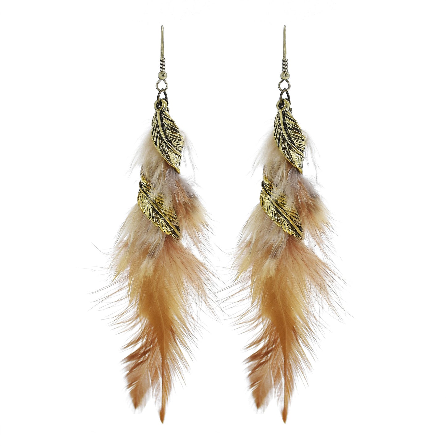 1 Pair Ethnic Style Leaves Feather Feather Drop Earrings