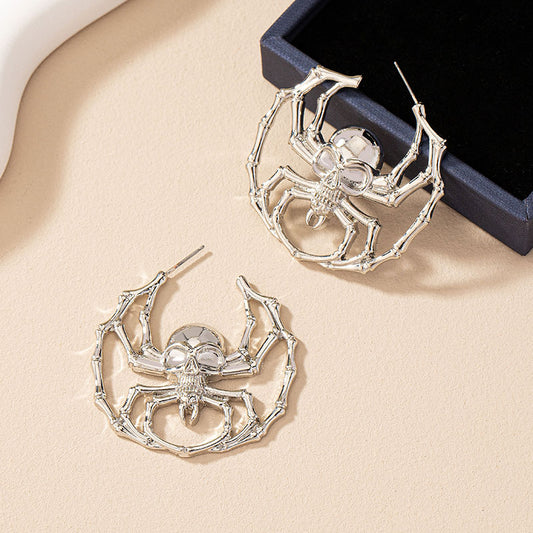 1 Pair Hip-hop Punk Spider Skull Plating Alloy Gold Plated Drop Earrings