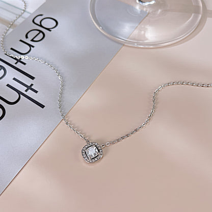 Ig Style Simple Style Square Stainless Steel Inlay Zircon Earrings Necklace