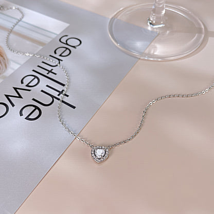 Simple Style Heart Shape Stainless Steel Inlay Zircon Earrings Necklace