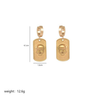 1 Pair Vintage Style Simple Style Skull Plating Stainless Steel 18k Gold Plated Drop Earrings