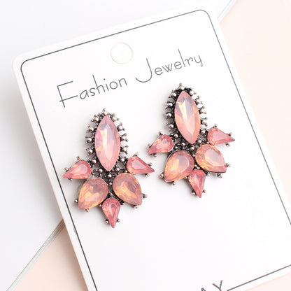 1 Pair Elegant Classical Vintage Style Leaves Plating Inlay Alloy Rhinestones Glass Gold Plated Drop Earrings