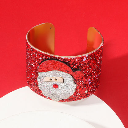 Cartoon Style Cute Christmas Christmas Hat Santa Claus Bow Knot Plastic Iron Plating Women's Bangle