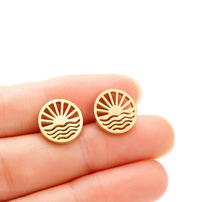 1 Pair Simple Style Flower Plating 304 Stainless Steel 18K Gold Plated Ear Studs