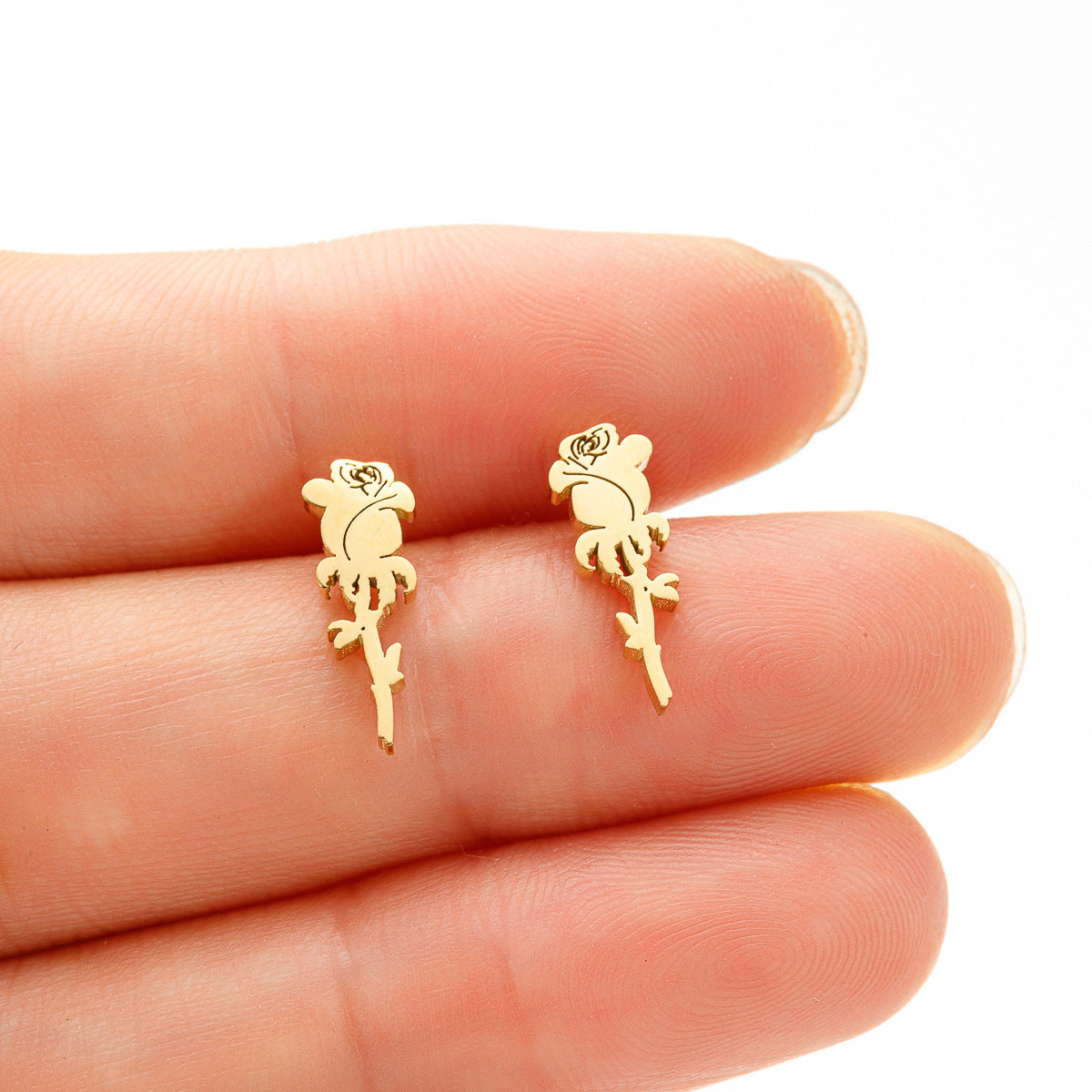 1 Pair Simple Style Flower Plating 304 Stainless Steel 18K Gold Plated Ear Studs