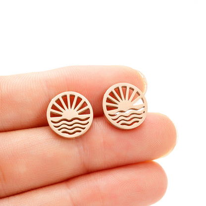 1 Pair Simple Style Flower Plating 304 Stainless Steel 18K Gold Plated Ear Studs