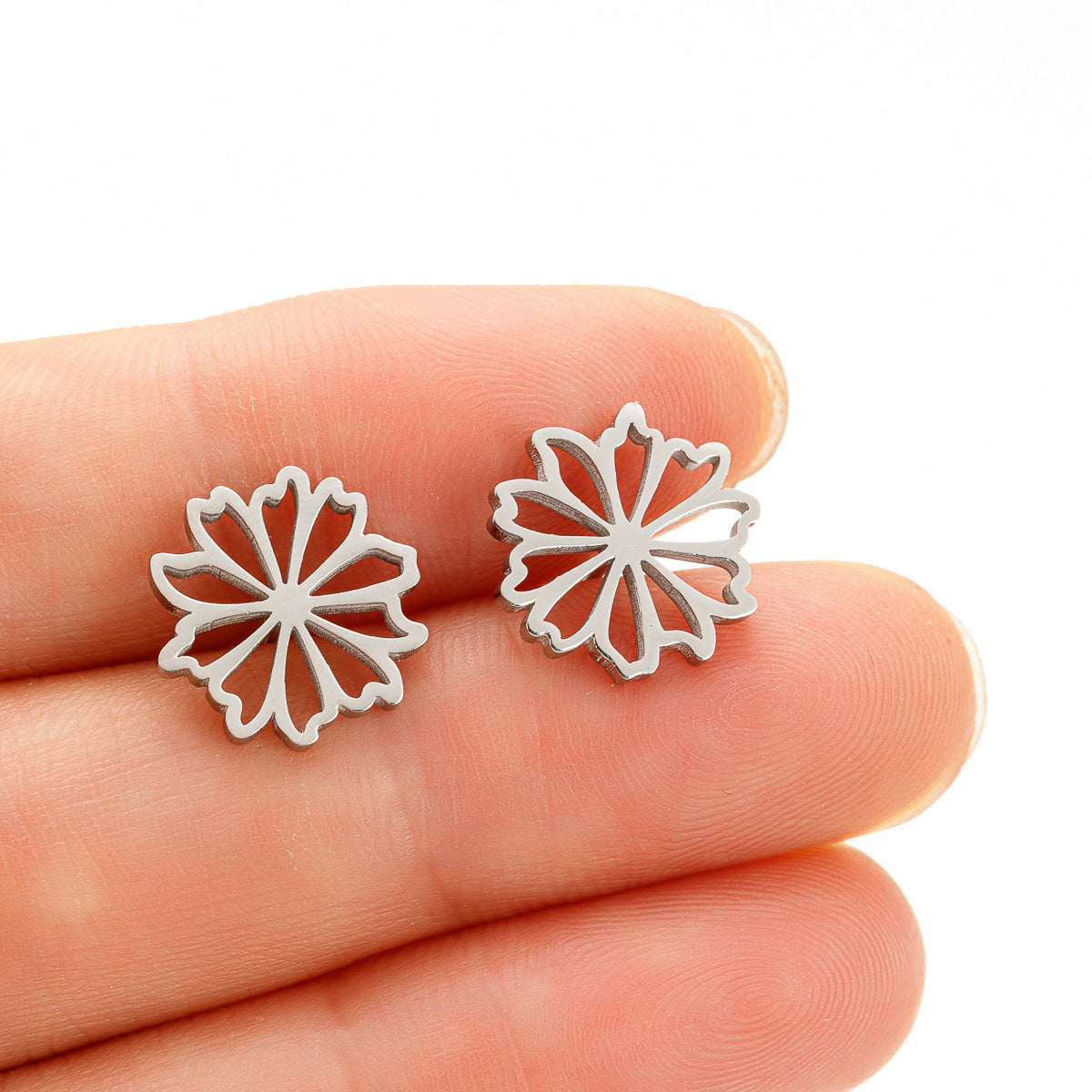 1 Pair Simple Style Flower Plating 304 Stainless Steel 18K Gold Plated Ear Studs