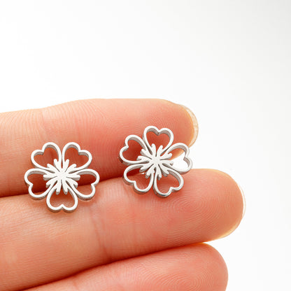 1 Pair Simple Style Flower Plating 304 Stainless Steel 18K Gold Plated Ear Studs