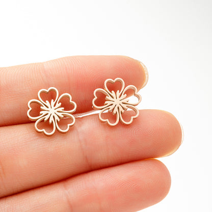 1 Pair Simple Style Flower Plating 304 Stainless Steel 18K Gold Plated Ear Studs