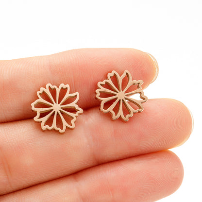 1 Pair Simple Style Flower Plating 304 Stainless Steel 18K Gold Plated Ear Studs