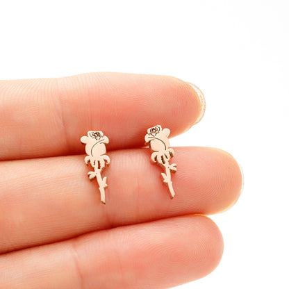 1 Pair Simple Style Flower Plating 304 Stainless Steel 18K Gold Plated Ear Studs