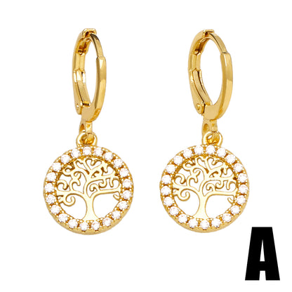 1 Pair Elegant Sweet Letter Flower Plating Inlay Copper Zircon 18k Gold Plated Drop Earrings