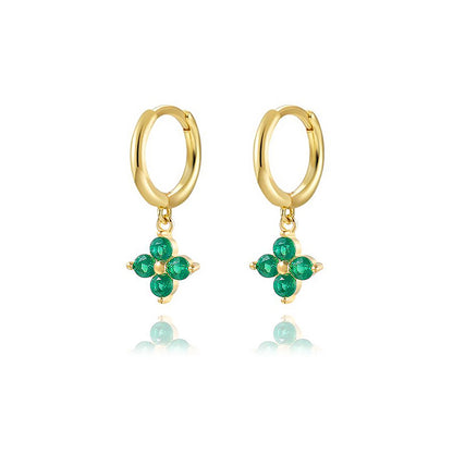 1 Pair Elegant Vintage Style Shiny Four Leaf Clover Plating Inlay Copper Zircon Gold Plated Drop Earrings