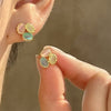 1 Pair Simple Style Heart Shape Plating Inlay Copper Artificial Gemstones Ear Studs