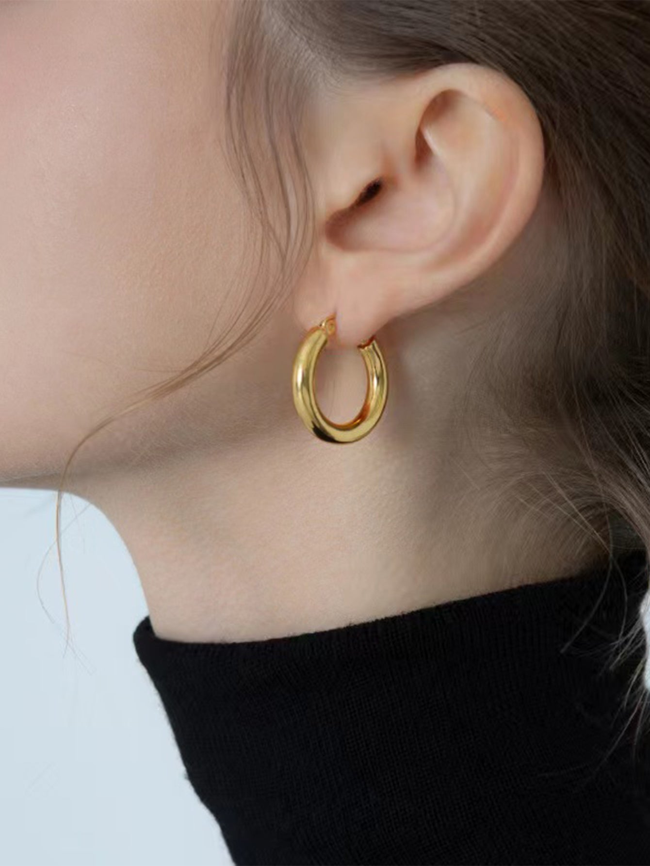 1 Pair Ig Style Simple Style Circle Plating Stainless Steel 18k Gold Plated Hoop Earrings