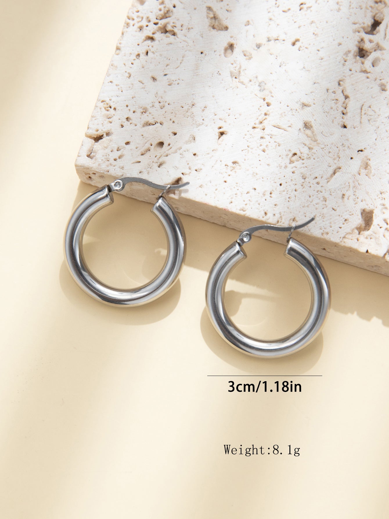 1 Pair Ig Style Simple Style Circle Plating Stainless Steel 18k Gold Plated Hoop Earrings