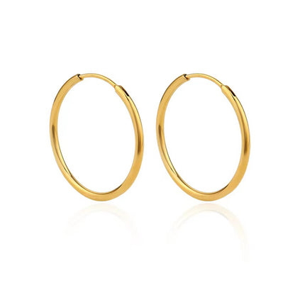 1 Pair Elegant Simple Style Circle Plating Sterling Silver Gold Plated Silver Plated Hoop Earrings