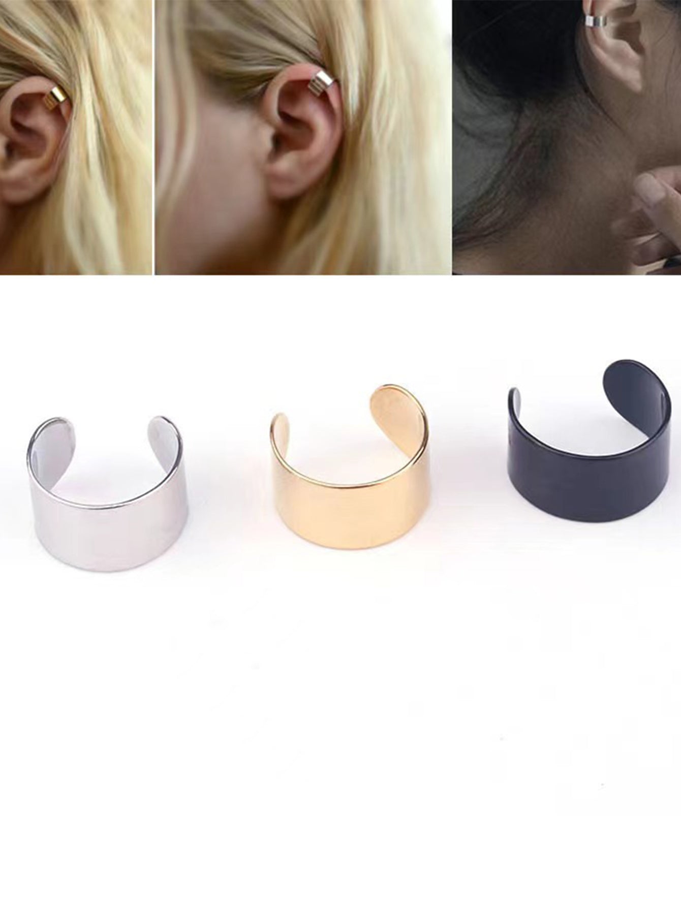 1 Piece Hip-hop Simple Style C Shape Plating Metal Stainless Steel 18k Gold Plated Ear Cuffs