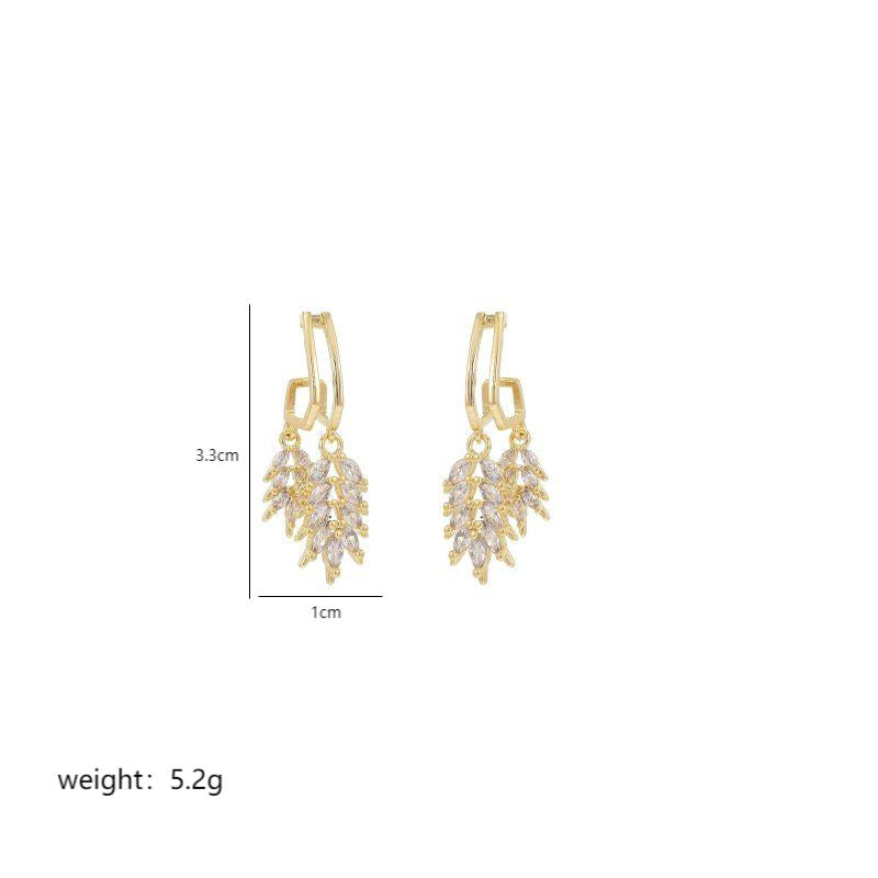 1 Pair Sweet Grain Plating Inlay Copper Alloy Zircon 18k Gold Plated Drop Earrings